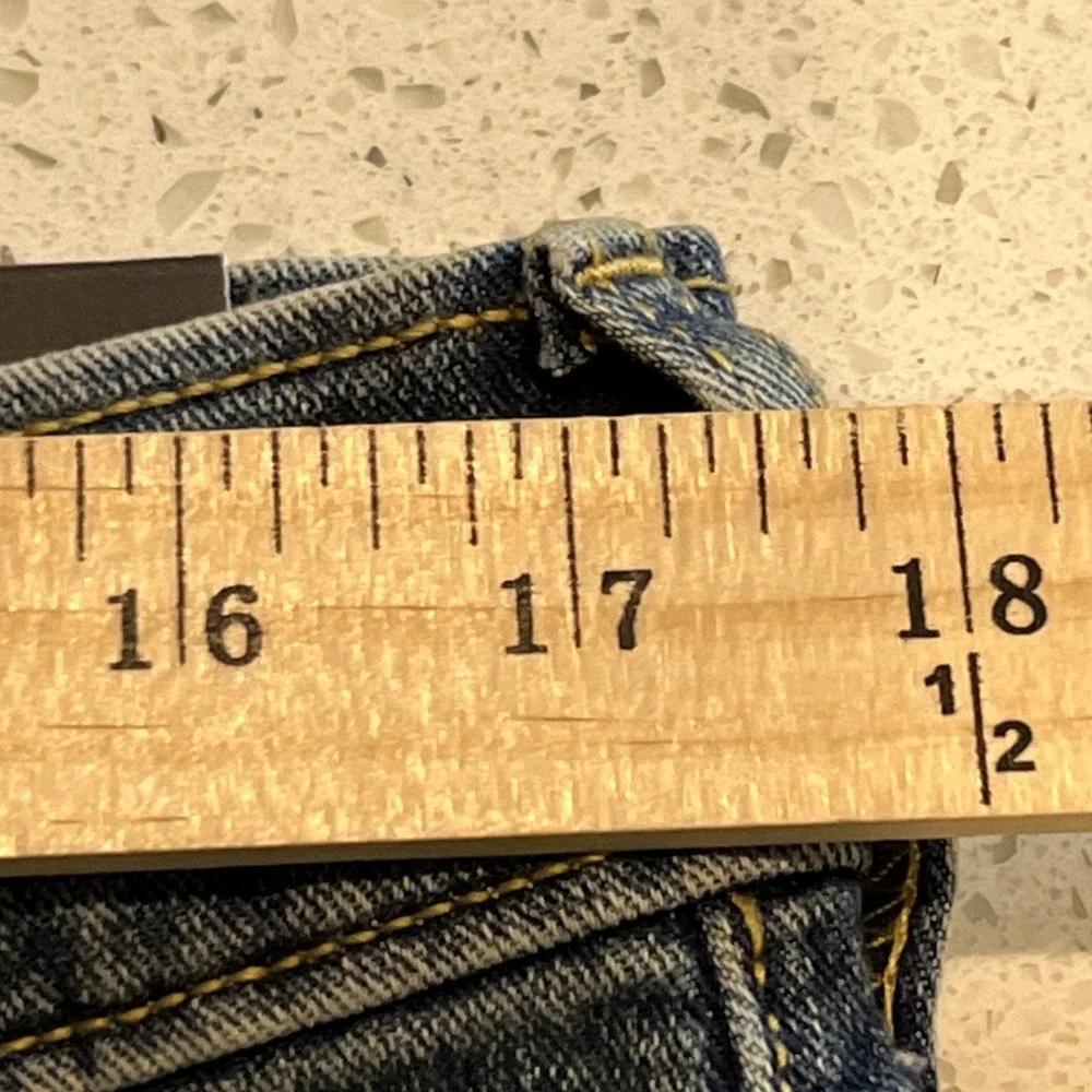 True Religion Jeans Mens 34X31 Blue Denim Rocco Snap‎ Flap Relaxed Skinny NWT